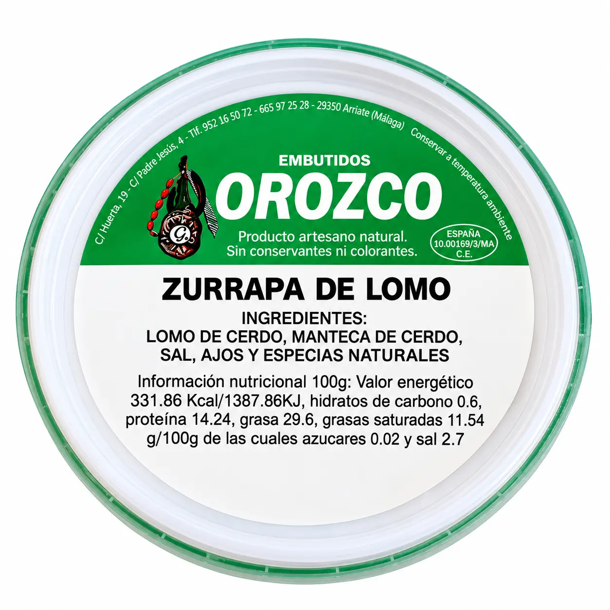 Etiqueta de zurrapa de lomo Colorá Orozco