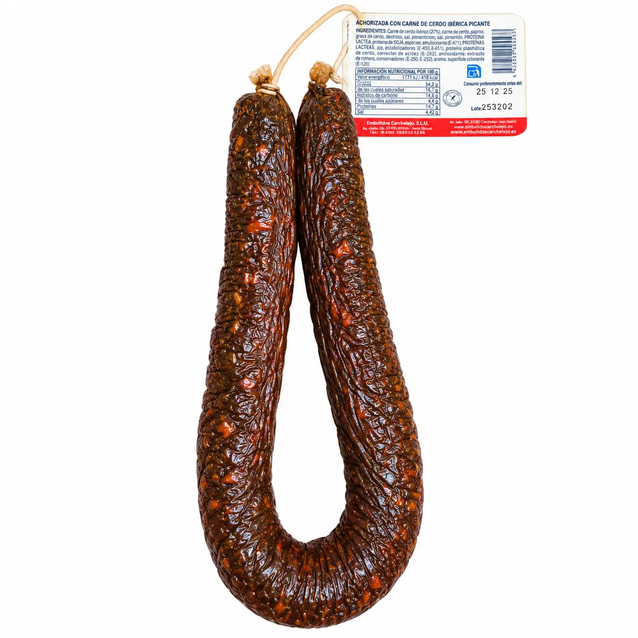 Morcilla curada en forma de U