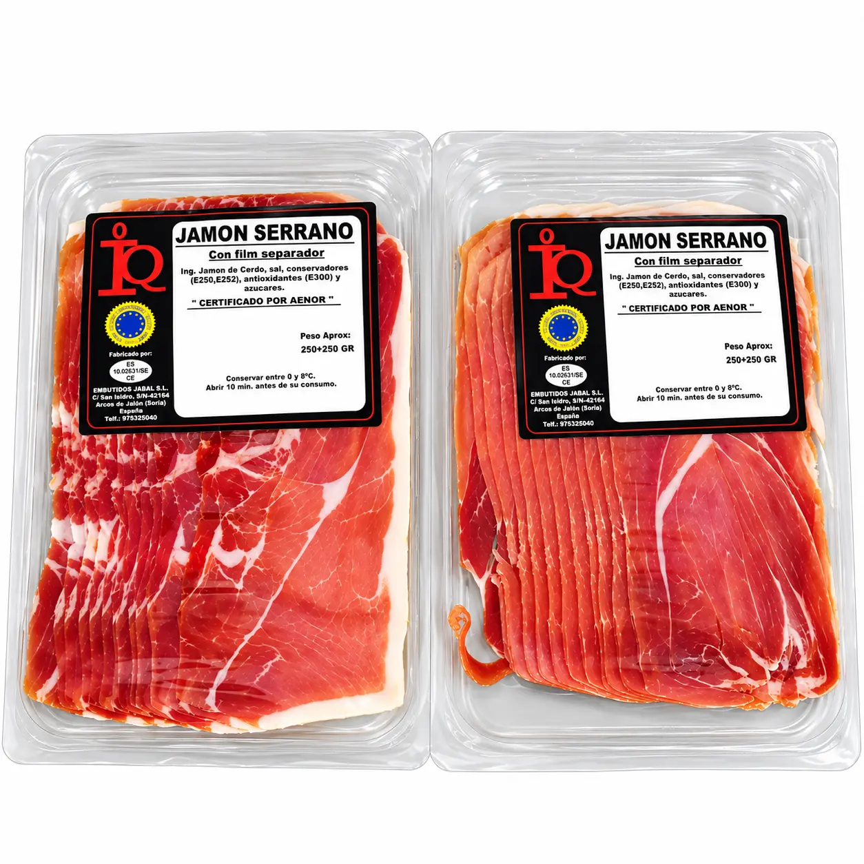 Packs de jamón serrano envasado