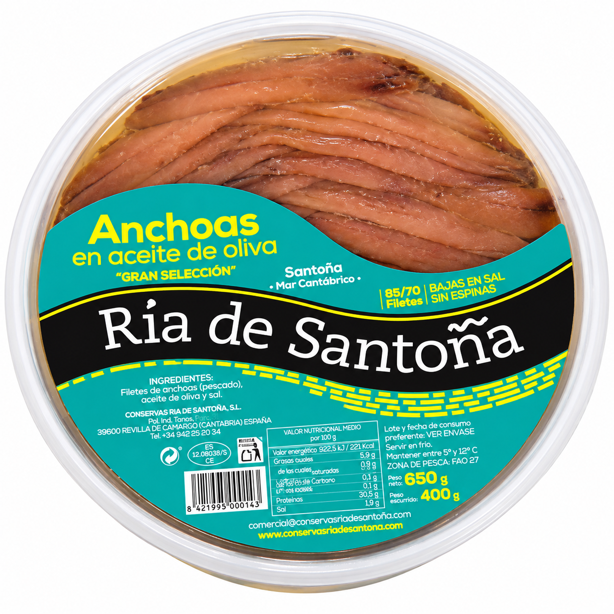 Tarro de anchoas en aceite de oliva