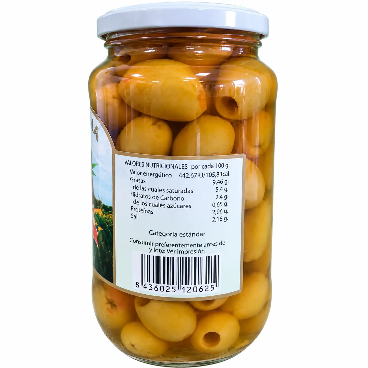 Tarro de aceitunas etiqueta al estilo casero
